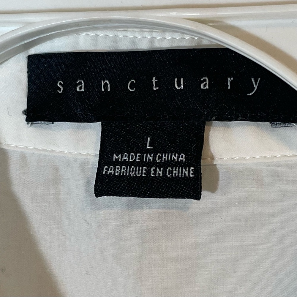 Sanctuary White Button Down Tie Front Blouse L - image 2